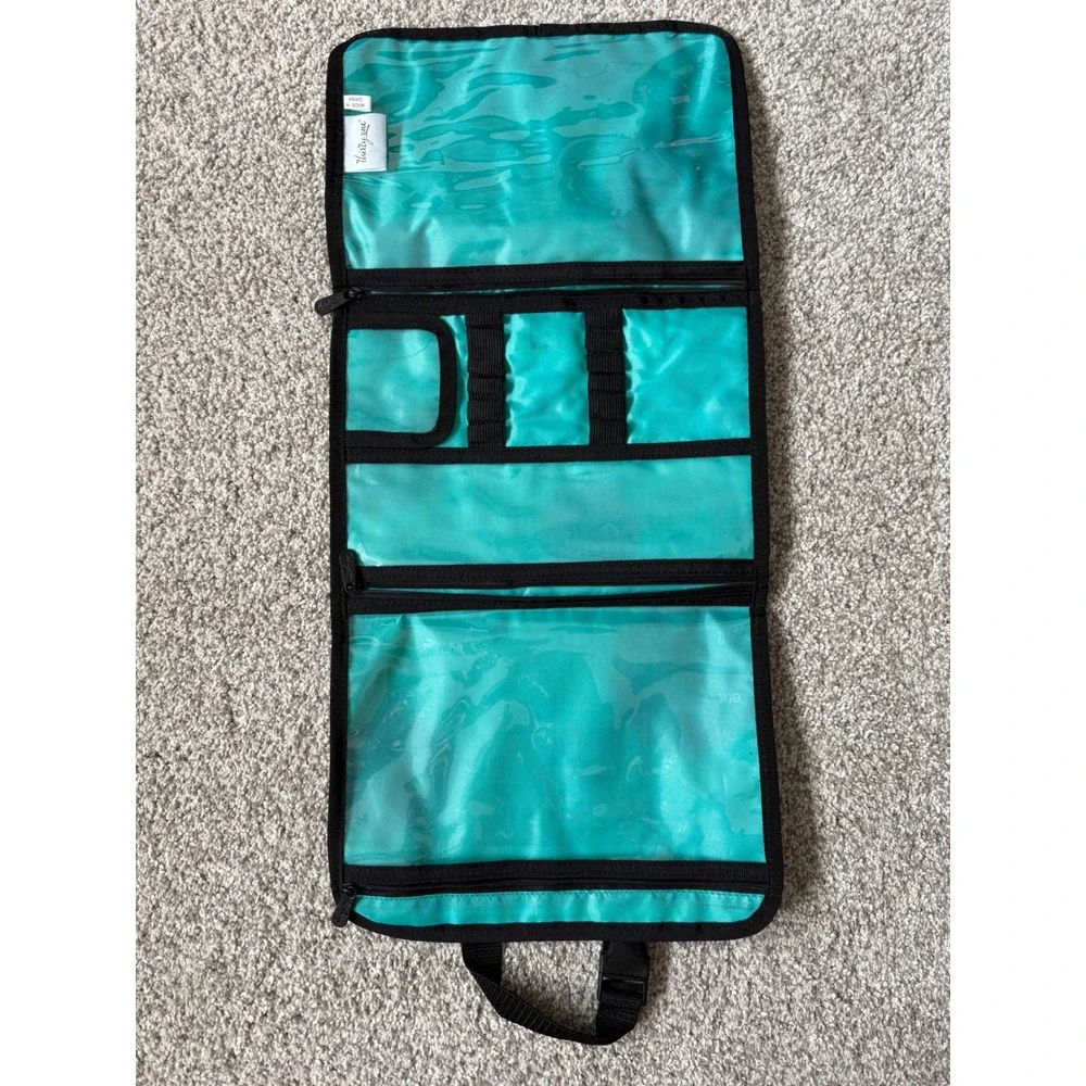 Thirty-One Travel Organizer Fold-Over Cosmetics Toiletry Bag Geometric Floral